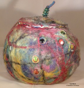 Felted vessel with marbles